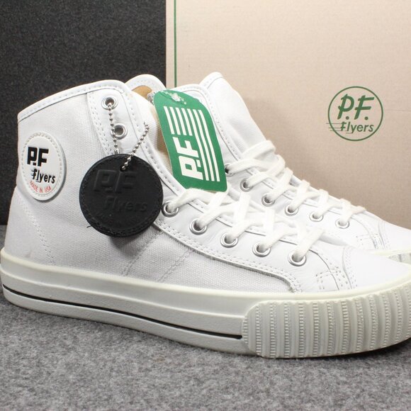 PF Flyers Center Hi Made in USA, White, High Top Sneakers, Mens Size 9 Womens 11 - Picture 1 of 15